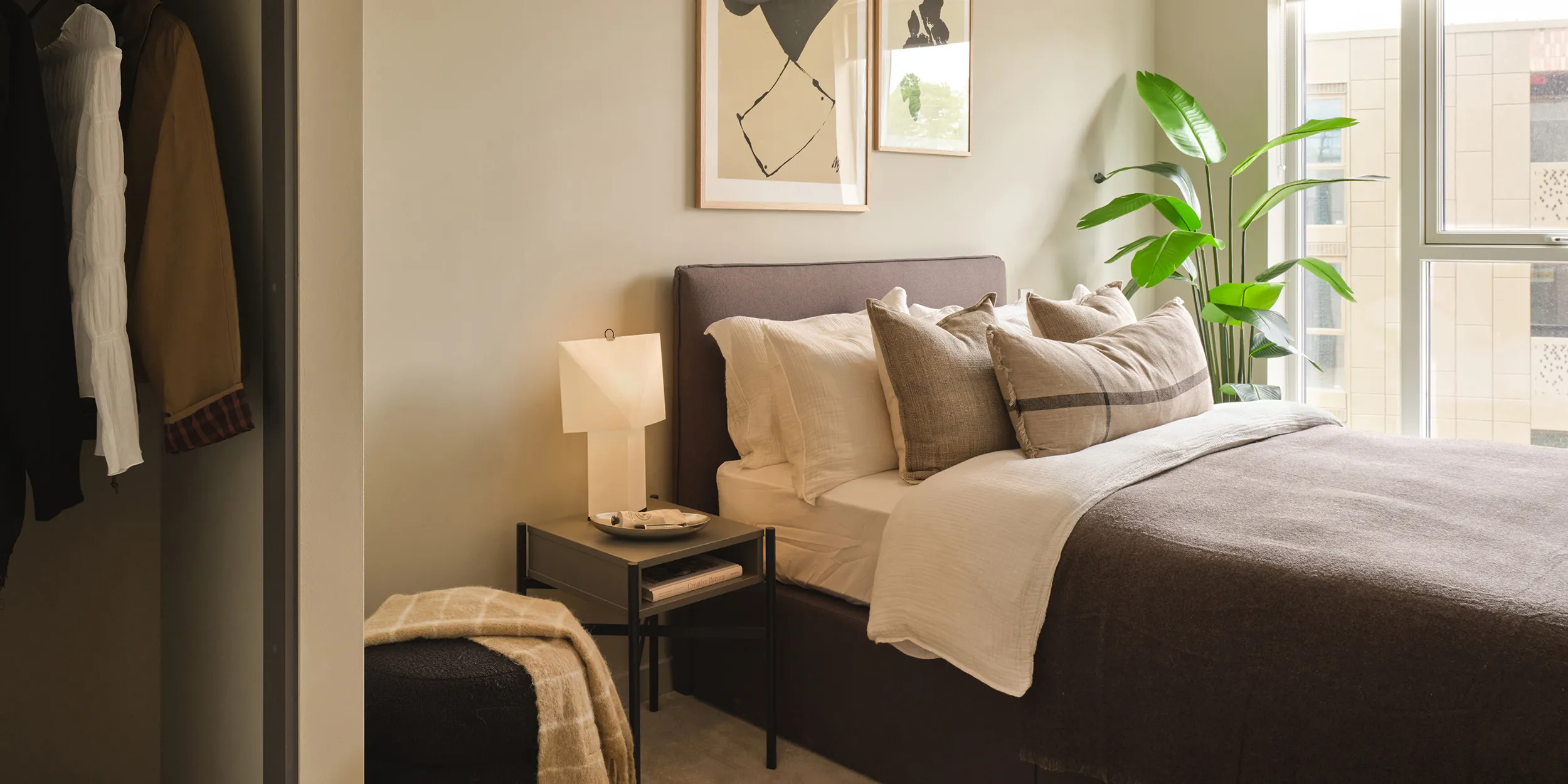 King-sized bed and bedside tables